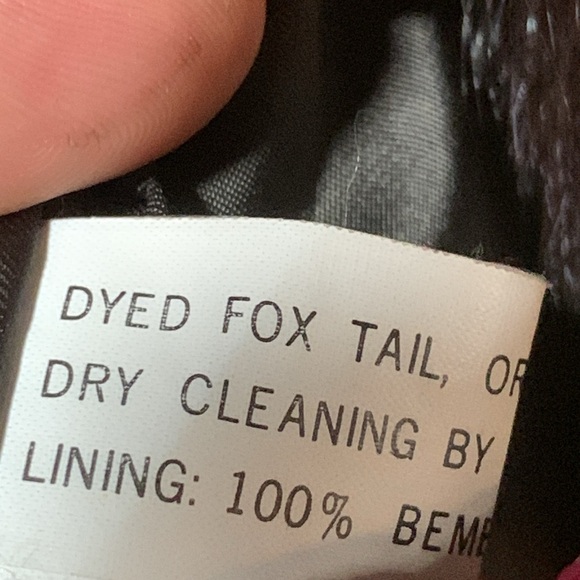 Vintage Genuine Leather & Real Dyed Foxtail Bomber Jacket Womanβs Small - Picture 9 of 17